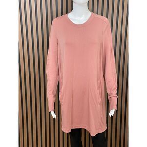 Athleta Balance Women's L Peach Dress French Terry Tunic Travel Stretch Pockets